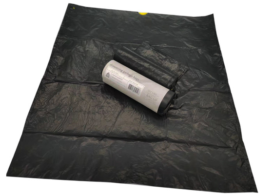 500x600mm 30 Micron 1.2 Mil Recyclable Reusable Bags Drawstring Black Bin Bags