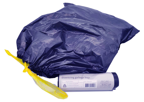 500x600mm 30 Micron 1.2 Mil Recyclable Reusable Bags Drawstring Black Bin Bags
