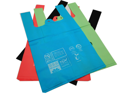 100% Biodegradable 25 Micron Compostable Shopping Bags Flat Bottom Seal