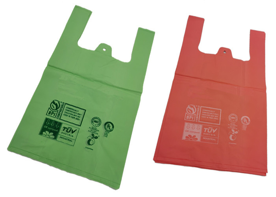 100% Biodegradable 25 Micron Compostable Shopping Bags Flat Bottom Seal