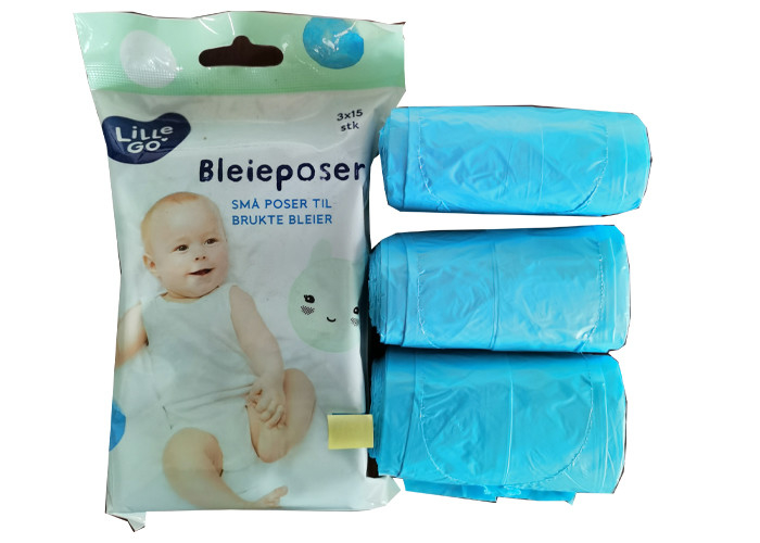 Biodegradable Blue HDPE Diaper Waste Bags with light fragrance
