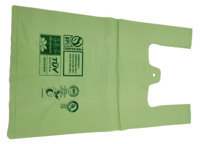 100% Biodegradable 25 Micron Compostable Shopping Bags Flat Bottom Seal